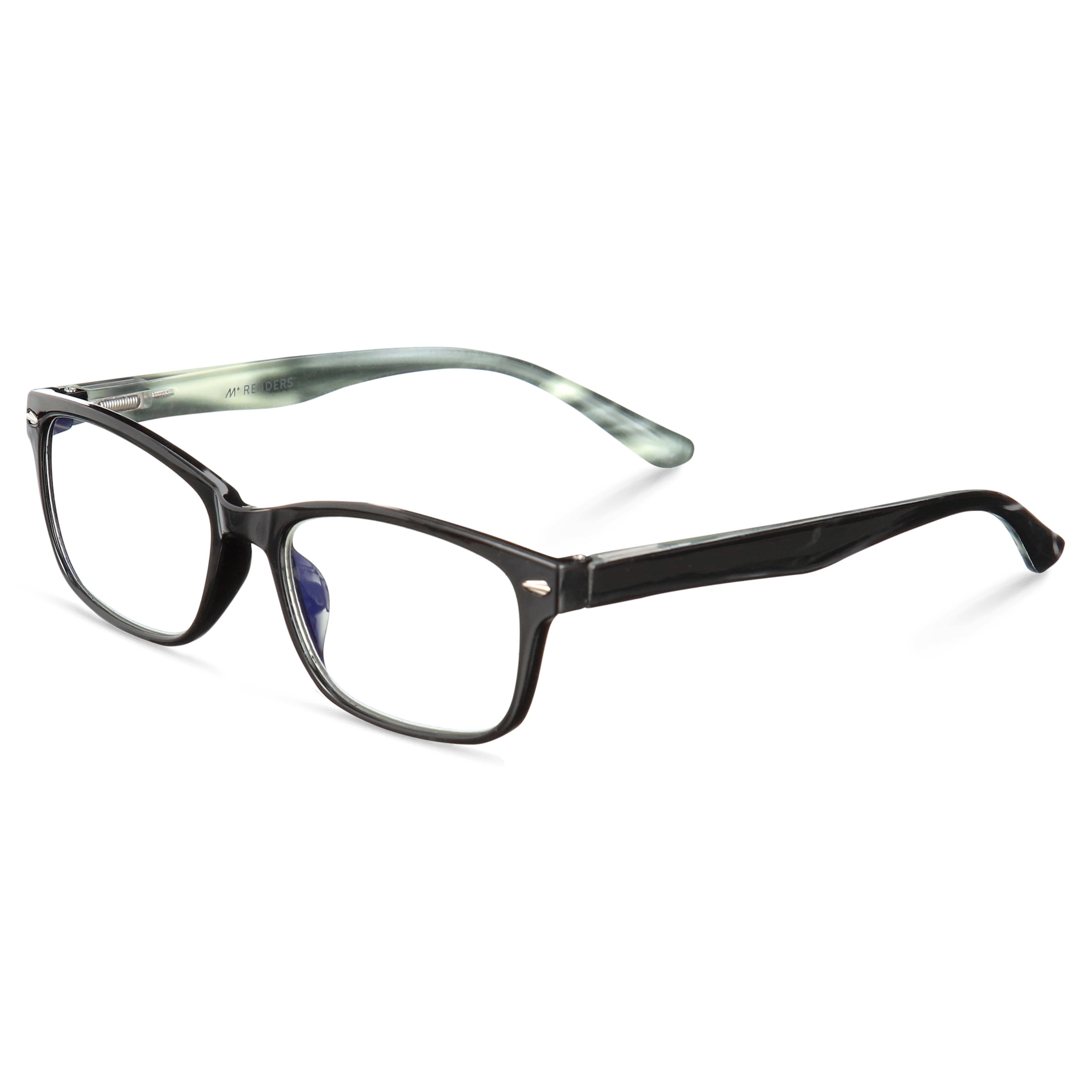 M+ Readers Adrian Black +2.00 Reading Glasses with Case