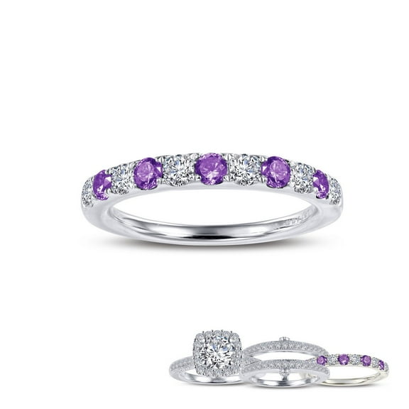 Lafonn Birthstone Sterling Silver Platinum Plated February Ring (0.51cts CTTW)