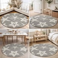 thumbnail image 4 of Round Area Rugs 7Ft, Grey Starfish Coastal Non-Slip Washable Circle Rugs Carpet, Nautical Summer Ocean Abstract Art Indoor Outdoor Rug Floor Mats Throw Runner for Bedroom Living Room Bathroom, 4 of 8