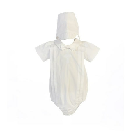 Baby Boys White Embroidered Celtic Cross Christening Hat Romper