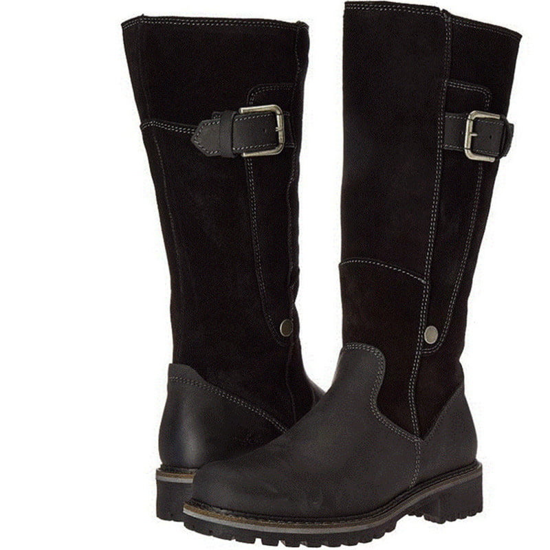 Women Ladies Winter Zipper Faux Leather Boots Warm Waterproof Flat Snow ...