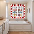 thumbnail image 3 of Curtains 63 Inch Length 2 Panels, Colorful Letters Grommets Window Treatment Curtain, Boho Summer Swimming Circles Red Plaid Thermal Curtains Drapes for Living Room/Bathroom, 3 of 9