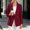 Wine, variant on Qiggri Women's Blazer Lapel Collar Double Breasted Outerwear Long Sleeve Pockets for Spring Fall Office Casual Business Travel L