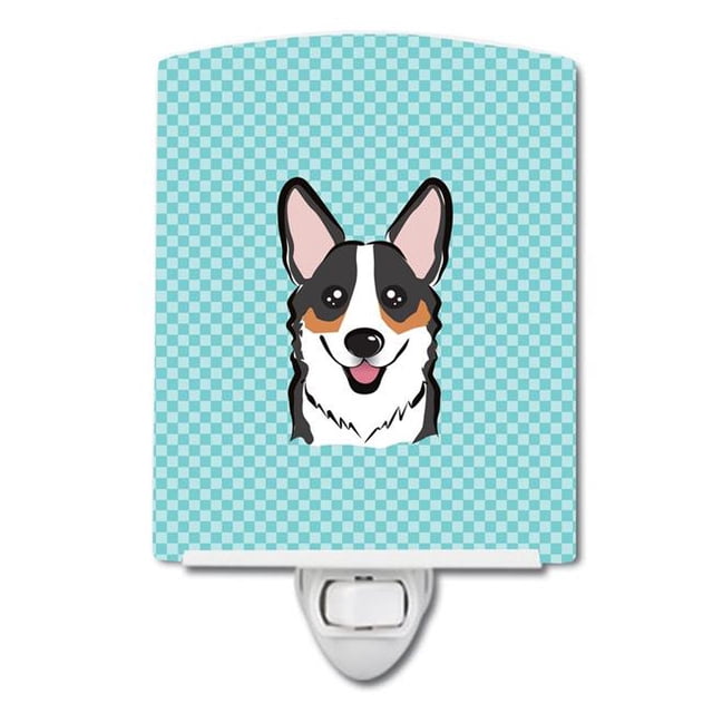Carolines Treasures BB1193CNL Checkerboard Blue Corgi Ceramic Night Light