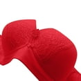 thumbnail image 5 of Bigersell Bras for Women No Underwire Ladies V-Neck Lace Bras Full-Coverage Wireless Bras Womens Comfort Strap Push up Bras Padded Bralettes Y-1-Red 48, 5 of 7