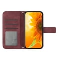 thumbnail image 3 of For IPhone 15 6.1" Sunflower  Embossed Strong Magnetic Attachment/Closure, Card Slots/Pocket, PU Leather Flip Wallet Case With Hanging Rope,Wine red,For iPhone 15, 3 of 8