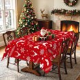 thumbnail image 5 of Red Reindeer Christmas Tablecloth,60x120Inch,Winter Elk Pine Print Polyester Table Cover, 5 of 6