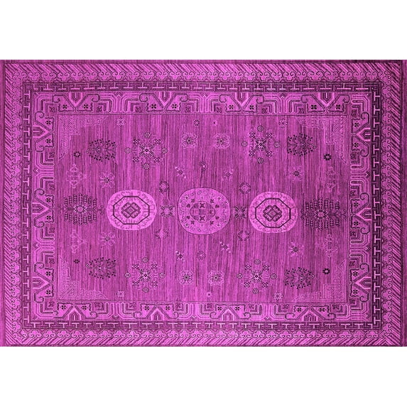 Ahgly Company Indoor Rectangle Oriental Pink Industrial Area Rugs, 7' x 9'