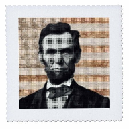 3dRose, Abraham Lincoln - President Abraham Lincoln, designed using a cool pixel effect, 6x6 inch quilt square