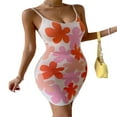 thumbnail image 4 of Robe Tricotée Sans Manches pour Femmes, Mini Robe Moulante à Fleurs pour Fête, Cocktail, Plage, 4 of 7