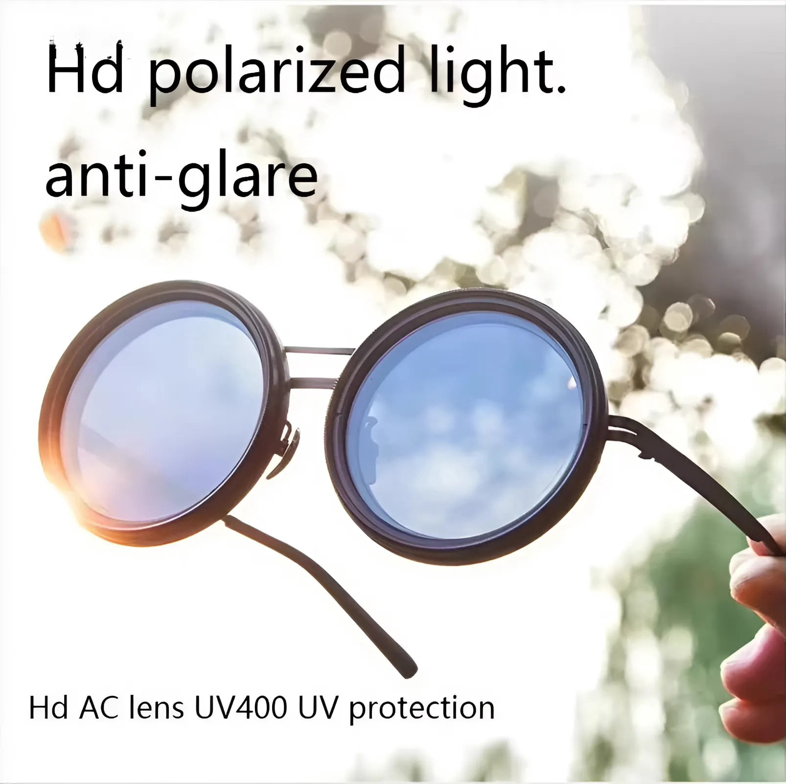 Adjustable Tint Sunglasses - Polarized ND Filter with 1-9 Gear Control, Round Anti-Glare UV Protection Eyewear