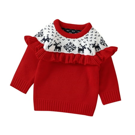 

LIhncine Girls Boys Sweater Toddle Kids Baby Girl Boy Christmas Outfit Sweater Button Down Sweatshirt Warm Winter Clothes Baby Jumper(Red 6-9 Months)