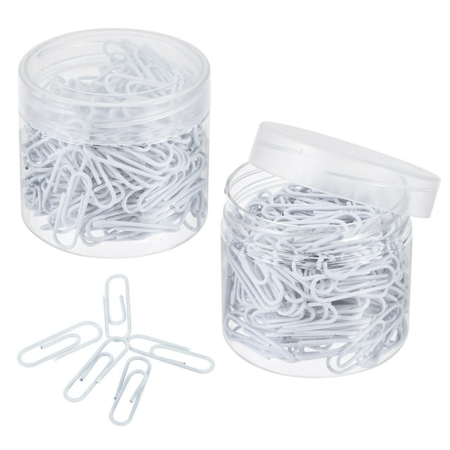 Unique Bargains Paper Clips 1.1 Inch Vinyl Coated with Box for Office Home White Count 400