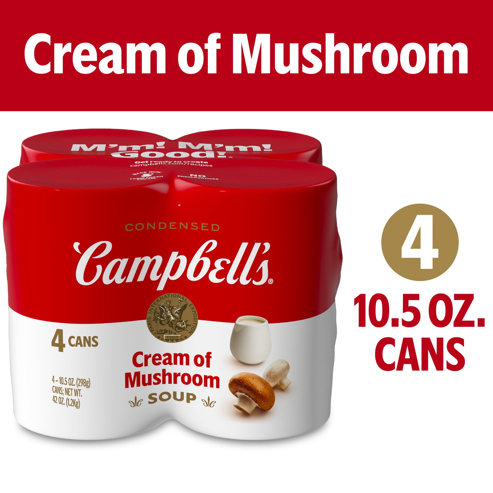 Campbell's Condensed Cream of Mushroom Soup, 10.5 oz Can (4 Pack)