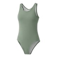 thumbnail image 3 of JAJAHO One Piece Swimsuit For Girls Racerback Athletic Training Solid Color Bathing Suit Full Coverage Swimwear For Kids 3-14 Years, 3 of 7