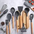 thumbnail image 4 of Silicone kitchenware 12-piece set kitchen non-stick cooking spatula frying spatula wooden handle barrel kitchen tool set, 4 of 5