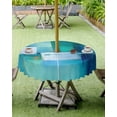 thumbnail image 4 of Fsddascl Teal Blue Outdoor Tablecloth - 60 Inch Round Dining Table Cover, Modern Oil Painting Abstract Geometric Waterproof Outdoor Table Cloth with Umbrella Hole & Zipper for Picnic/Patio/Party, 4 of 7