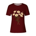 thumbnail image 4 of HAPIMO Women' Plus Size Summer Tops for Women Round Neck Tees Flower Graphic Bsaic Tees Casual Loose Elegant Blouses Fashion Clothes Dressy Tunic Red S, 4 of 4
