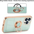 thumbnail image 2 of Electroplated Magnetic Ring Holder Case, 360 Degree with Rotation Metal Finger Ring Holder Magnet Car Holder Soft Silicone Shockproof Cover for iPhone 13 Pro Max 6.7 inch - Mint Green, 2 of 16