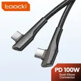 thumbnail image 2 of Cable de datos Toocki de doble codo de 90 grados PD 100 W, tipo C a tipo C, cable de carga rápida para iPhone 15, Samsung, Huawei y Xiaomi, 2 of 5