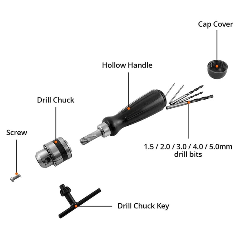 2X Pin Vise Hand Drill Bits, Mini Twist Drill Bits Set, for Woodworking  DIY Model Jewelry Walnut Amber