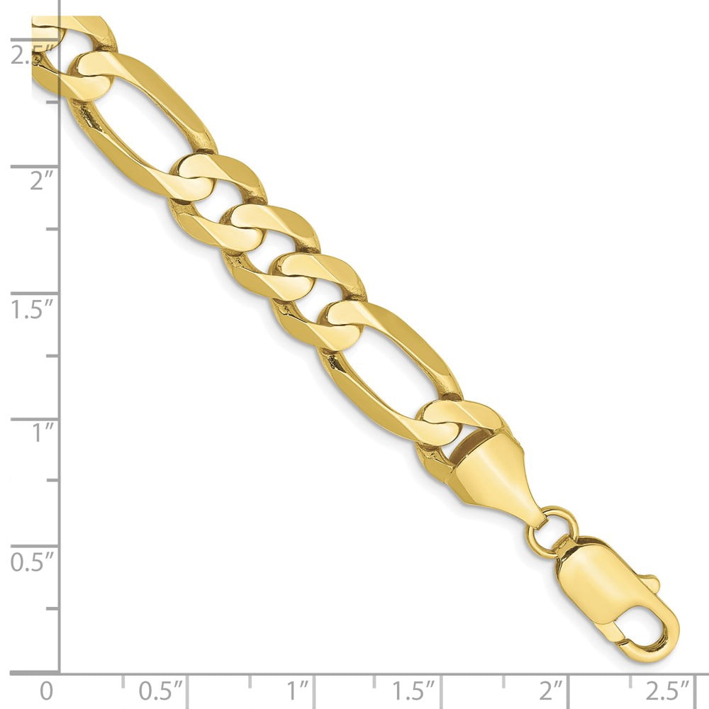 10k Yellow Gold Anklet 9 inch 8.75 mm Concave Open Figaro Chain