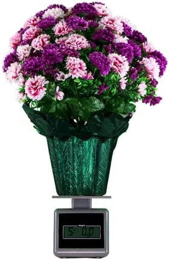 Sympathy Silks Artificial Flowers Weighted Pot Bouquet Decoration - Height 18"-20" - Fade Resistant - Home Decor, Office, or Memorial - 2 Pack of Pink and Purple Mum Pots