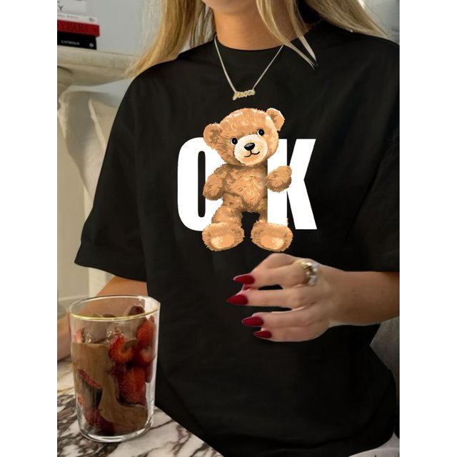 Women'S Vintage Casual Printed T-Shirt with a Round Neck