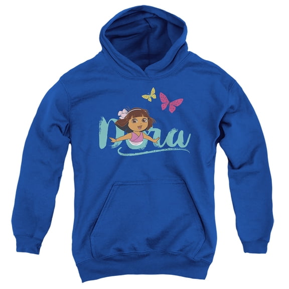 Popfunk Dora The Explorer With Butterflies Youth Kids Boy/Girls Pull-Over Hoodie, Royal, Small