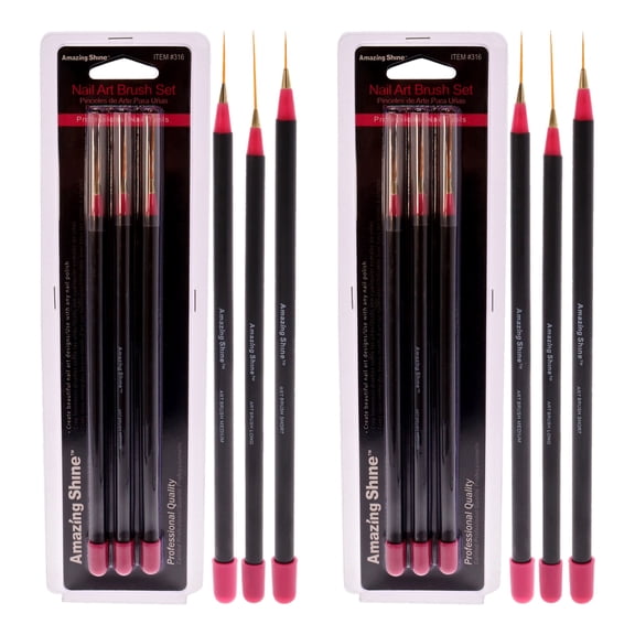 Amazing Shine Amazing Shine Professional 3 Piece Nail Art Brush Set - Pack of 2 , 3 Pc Nail Art