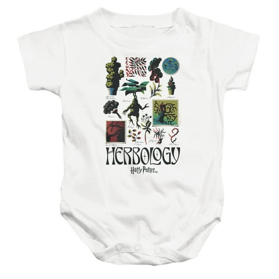 Harry Potter Herbology Textbook Unisex Infant Snap Suit for Baby, White, Large