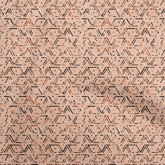 oneOone Cotton Poplin Light Peach Fabric Geometric Sewing Craft Projects Fabric Prints By Yard 42 Inch Wide