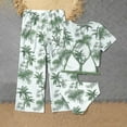 thumbnail image 4 of Little Girls Bikinis with Cover Up Pants 4 Piece Tropical Print Halter Bathing Suits Mesh Swimsuits Size 7-8T, 4 of 6