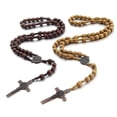thumbnail image 3 of Cross Rosary Necklace, Natural Wooden Rosary Cross Dark Brown, 3 of 3