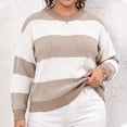 thumbnail image 2 of yillto Plus Size Women Sweater Color Block Striped Fashion Crew Neck Pullover Knit Loose Sweaters, 2 of 6