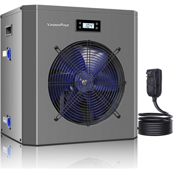 16000 BTU Swimming Pool Heat Pump 5000 Gallon Electric Pool Heater for Above Ground Pool 5KW Heating or Cooling WiFi Control Timer Pool Heater 120V 60Hz