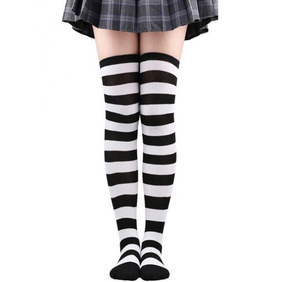 Daboom Women's Stockings, Striped Over the Knee Stockings Halloween Cosplay Party Socks Anime Academy Wind Socks