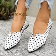 thumbnail image 4 of Miluxas Women’s Polka Dot Pointed Toe Flat Shoes, V-Cut Slip On Ballet Flats, Soft Lightweight Casual Walking Loafers White 9.5(43), 4 of 9