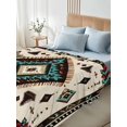 thumbnail image 4 of Queen Size Flat Sheet Only, Red Teal Brown Southwestern Soft Brushed Microfiber Bed Sheets, Ethnic Geometric Boho Retro Hotel Quality Breathable Bedding Top Sheet, Easy Care, 90"x102", 4 of 9