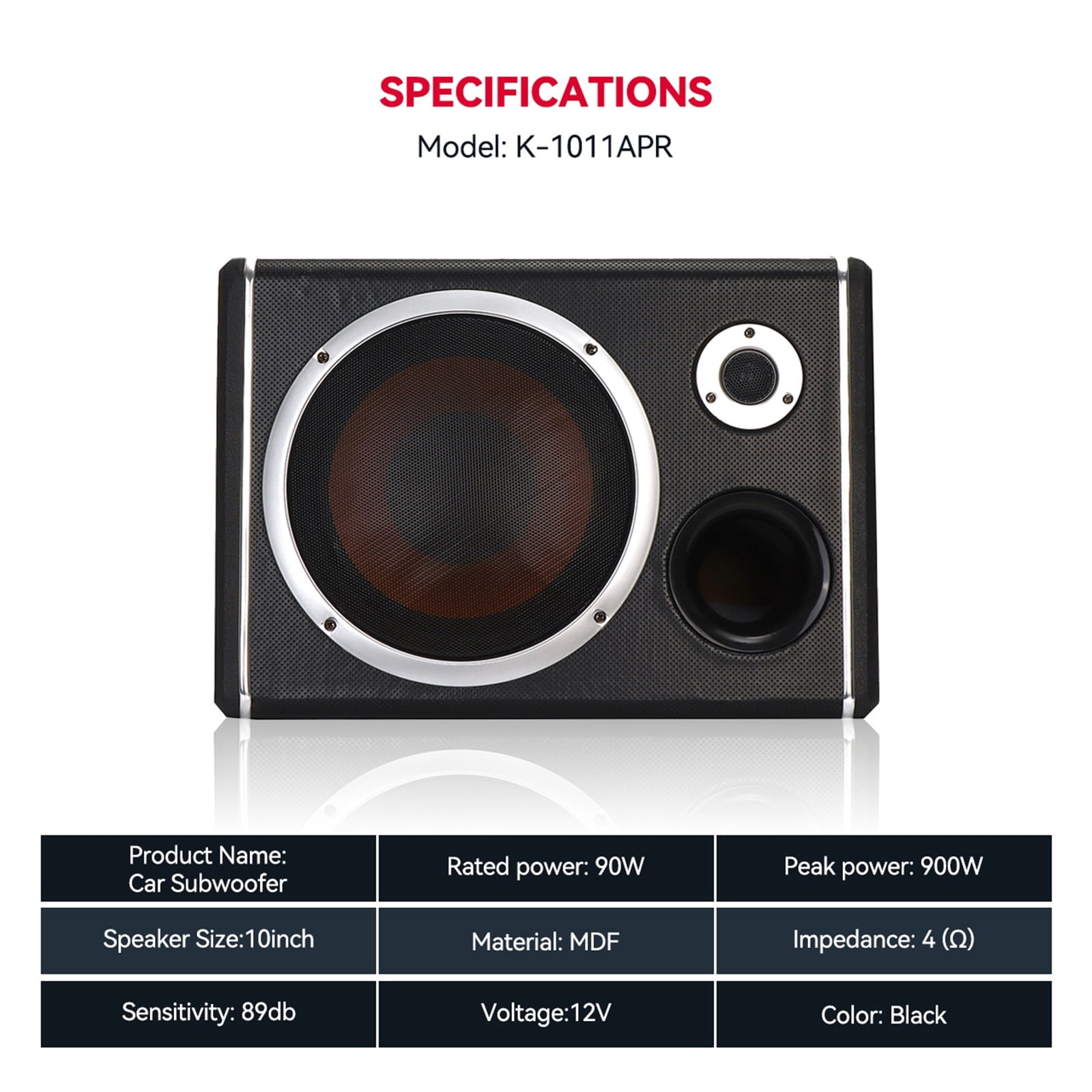 10inch 900W Car Subwoofer HIFI Slim Under-Seat Bass Powered Car Speaker Subwoofer Power Amplifier Speaker Processor ,Compact Circuitry