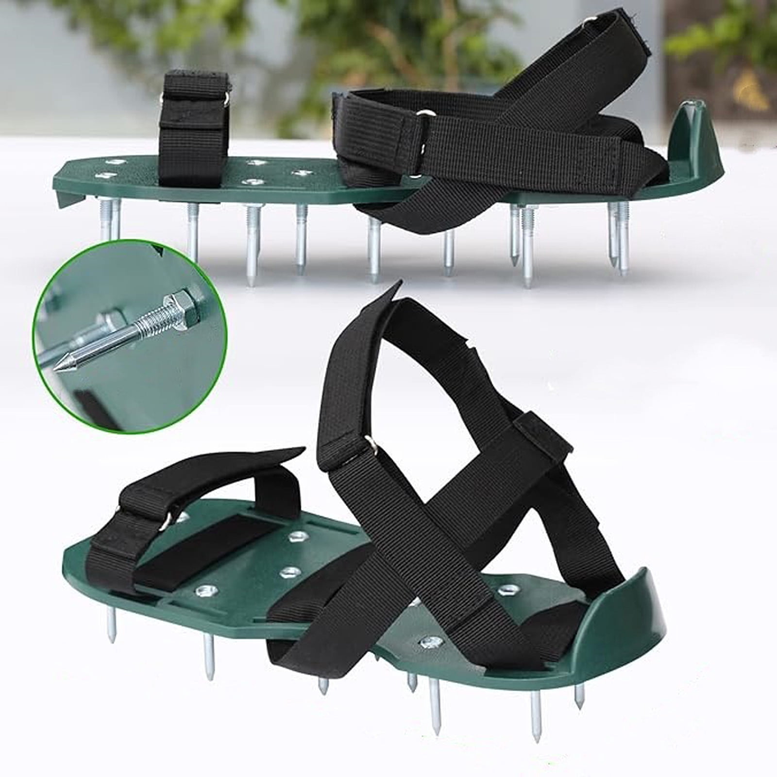 Lawn Aerator Shoes - Heavy Duty Spiked Sandals with 3mm Metal Spikes for Soil Aeration - Pre-Assembled One Size Fits All for Yard, Garden & Patio Grass Care