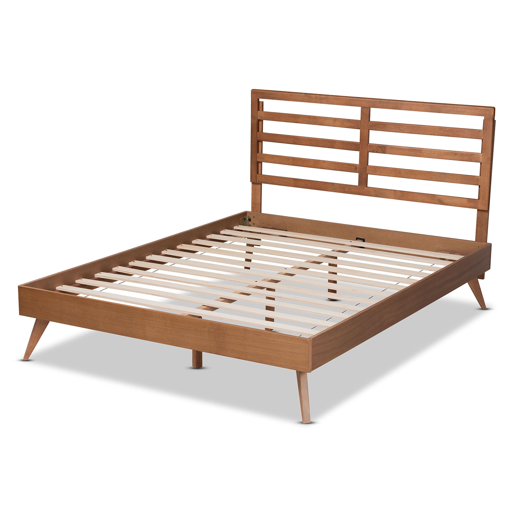 Baxton Studio Shiro Mid-Century Engineered Wood Platform Bed, Full, Ash Walnut