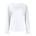 thumbnail image 3 of Long Sleeve Shirts for Women Fall Fashion 2026 Dressy Casual Blouses Trendy Pleated Tunic Tops for Leggings White 2XL, 3 of 6