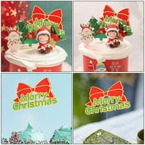 LEORX 5Pcs Christmas Cake Decoration with Red Bowknot Toppers for Home Cooks and Bakers