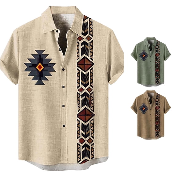Men Shirts Summer Casual Short Sleeve Printed Shirt for Stylish Daily Wear Brown XXL