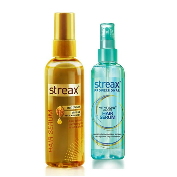 Streax Vitalized Walnut Hair Serum 100 Ml for Instant Shine and Smoothness Vitarich Gloss Hair Serum 45ml