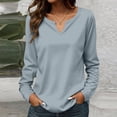 thumbnail image 2 of Breezora Relaxed Fit V Neck Long Sleeve Tee for Women Soft Stretch Essential Top for Workout Yoga and Daily Comfort Wear XL Size Grey, 2 of 6
