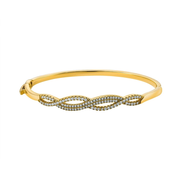 JeenMata Pulsera Trenzada Entrelazada Clásica Pulsera Chapada en Oro Amarillo para Mujer: Joyería de Moda