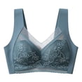 thumbnail image 5 of PMVFHDE Seamless Wireless Lace Bra Non Padded Bralette Comfortable Soft Daily Casual Wear Women's Unlined Lightweight Breathable Smooth Stretch Fit Navy - 3L, 5 of 6