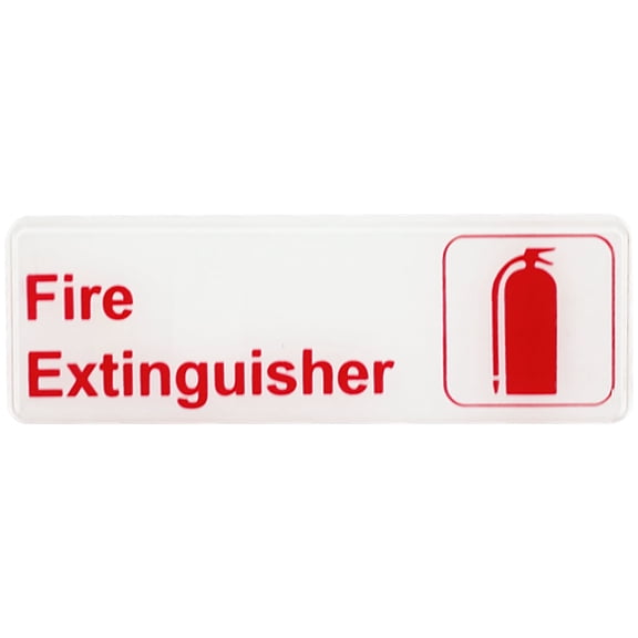 Excellante Red on white 9 x 3 inch information sign with symbols - fire extinguisher, comes in each